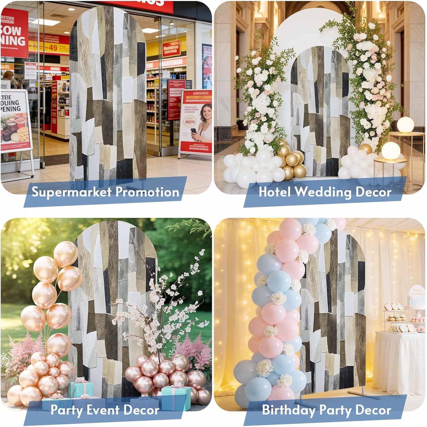 Jnbasdffb 7.2 Abstract Gray Brown Wedding Arch Cover, Stretchy Spandex Arch Backdrop Stand Covers FT, Oil Painting
