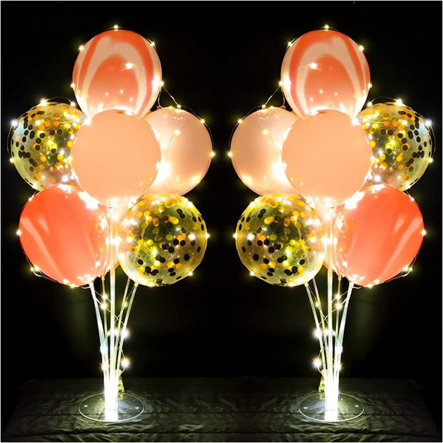 Skiennix Balloon Stand Kit - Pink Table Centerpiece with String Lights | Reusable Party Decorations