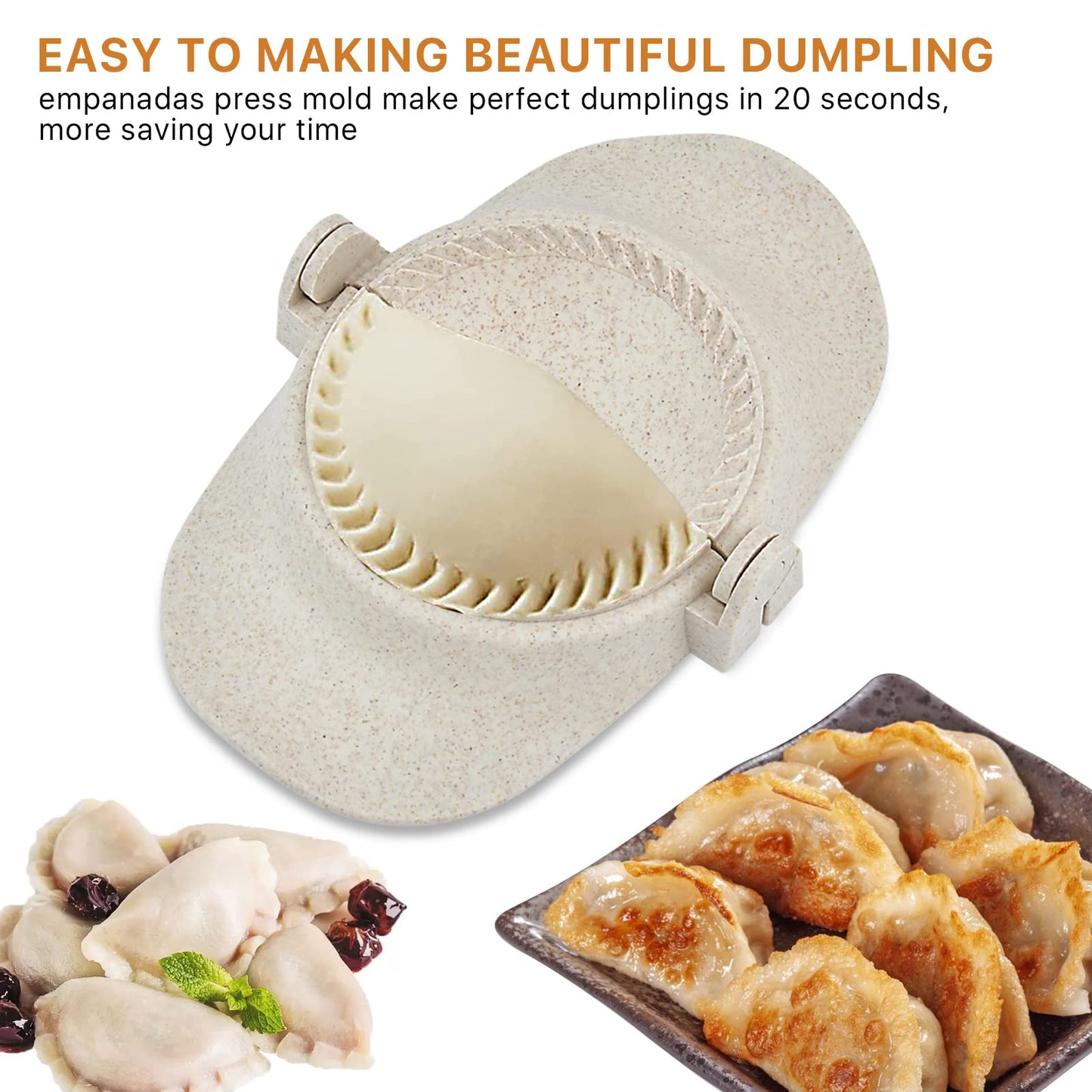 Worldity 7 Pieces Empanada Maker Press, All-in-One 3 Size (4.25/3.14/2.67in) Dumpling Maker Press with Dough Cutter and Stuffing Spoon, Dumpling Mold for Pierogi, Chinese Dumplings, Ravioli and Pie