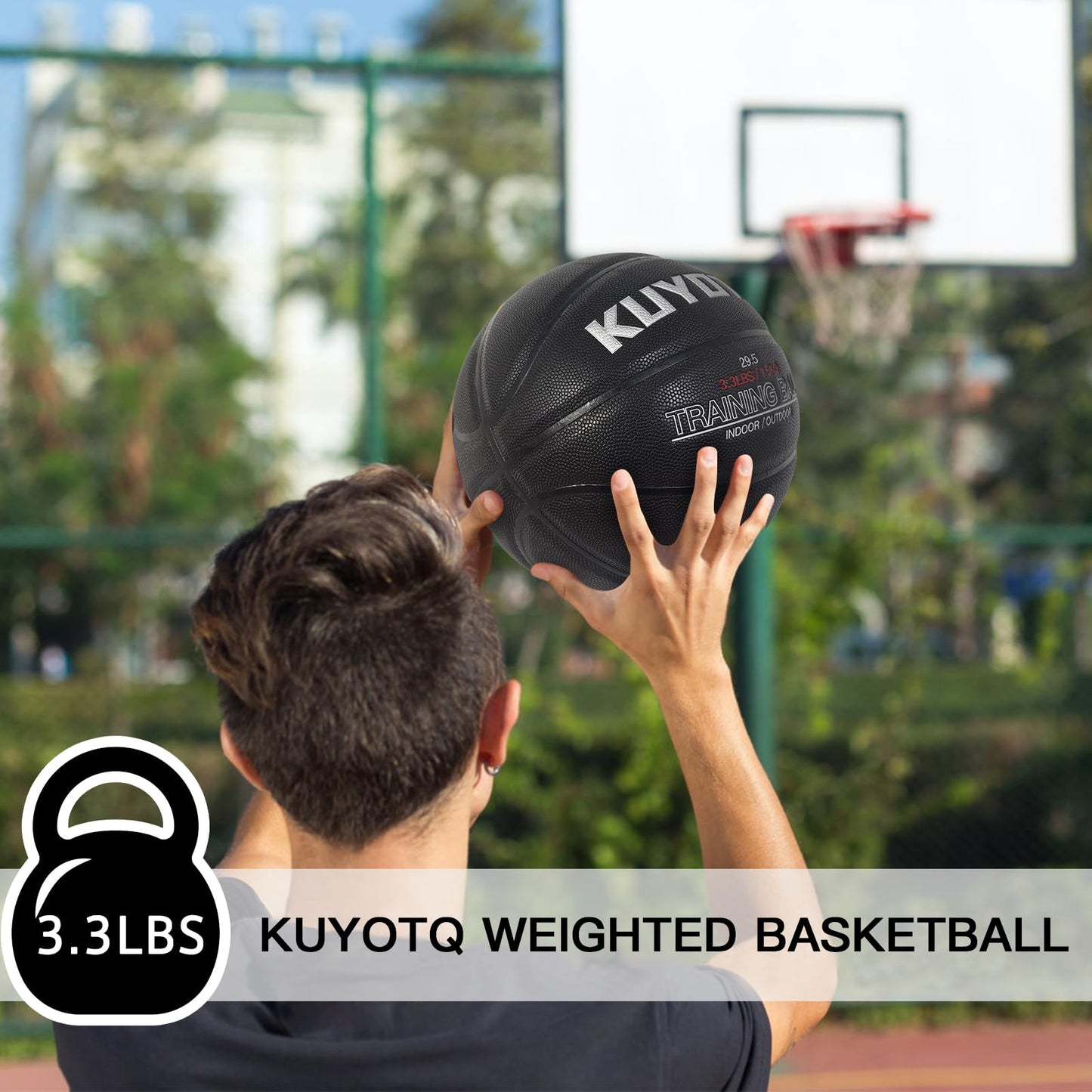 KUYOTQ 3.3LBS 29.5" Weighted Heavy Basketball Composite in&Outdoor Trainer Basketball for Improving Ball Handling Dribbling Passing and Rebounding Skill (deflated, Size 7)