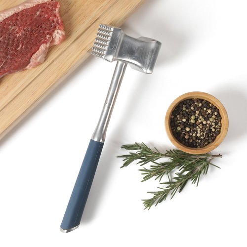 Calphalon Edge Stainless Steel Multi-Sided Meat Tenderizer w/Thermoplastic Rubber Handle - Navy Blue