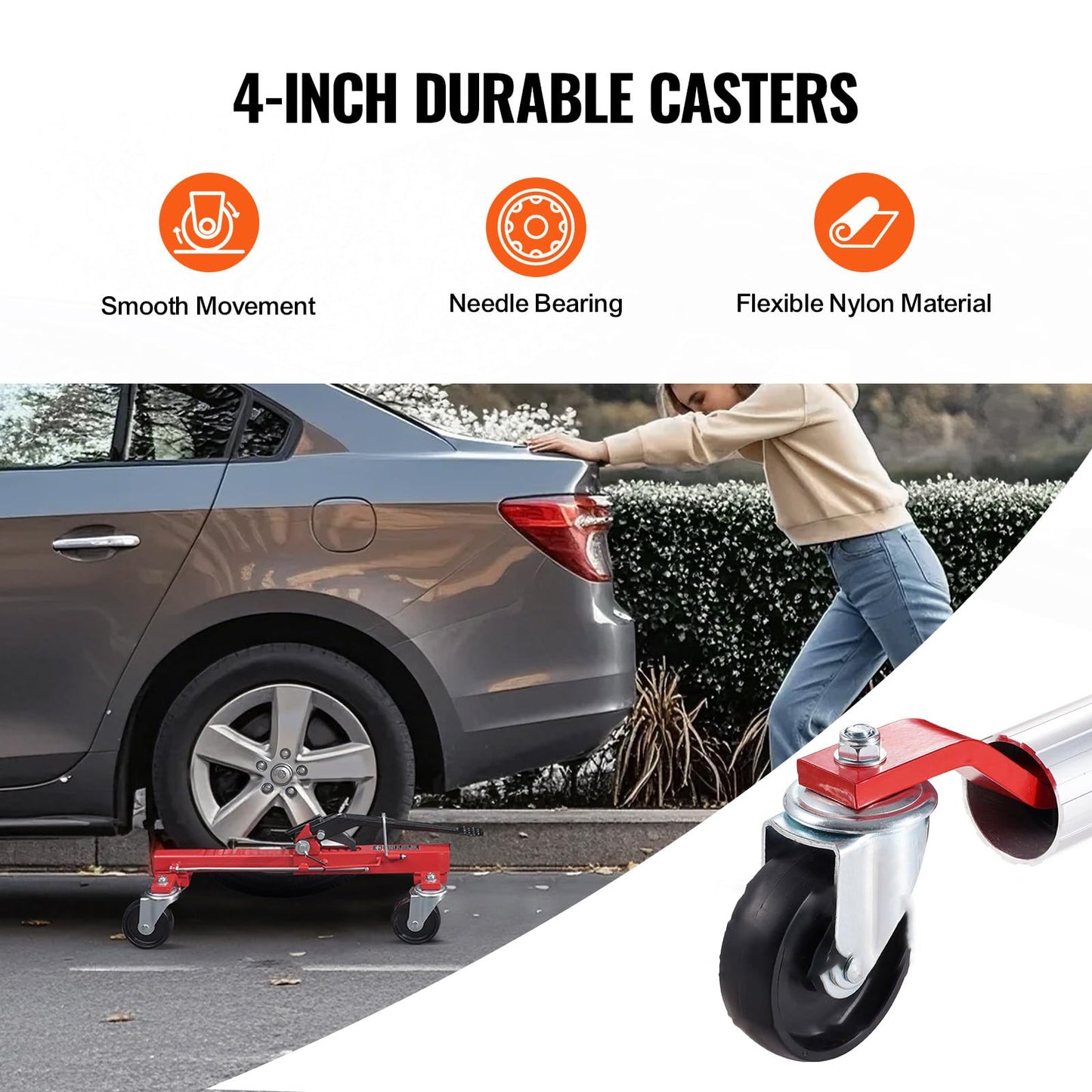 VEVOR Wheel Dolly, Max Capacity 1500 Lbs Car Dolly, Car Jack Dolly Lifter with Wheels, Heavy Duty Vehicle Positioning Ratchet Tire Jack, for Vehicle Car Auto Repair Moving