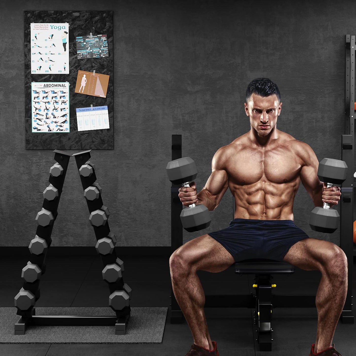 Hex Dumbbell Sets with Rack, 210LB (5-30Lb, 6 Pairs) Rubber Coated Dumbbell Weight Set and Storage Rack,Multiple Sizes Exercise & Fitness Dumbbells for Muscle Toning, Strength Building & Full Body Workout