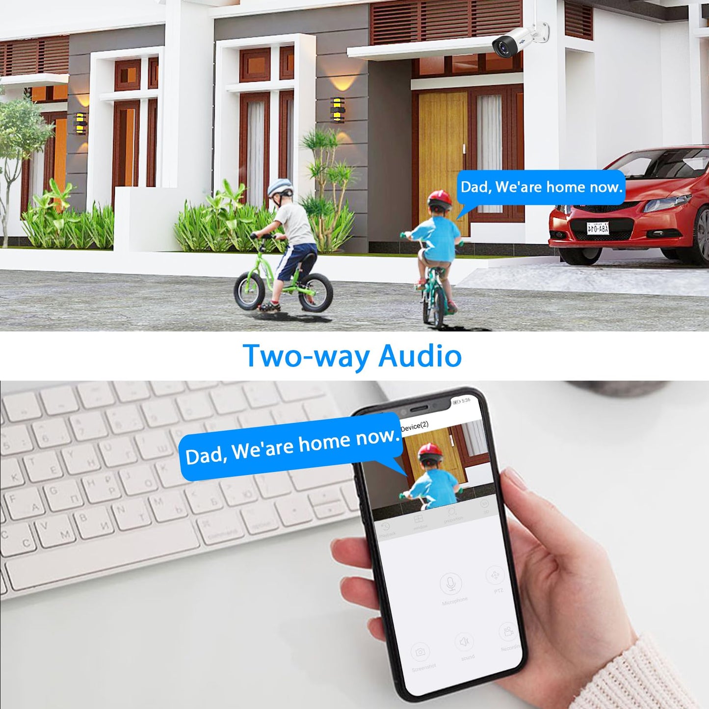 Hiseeu 5MP Outdoor WiFi Security Camera System, 16CH 8 Cam Kit, 2-Way Audio, Color Night Vision, IP66 Waterproof, 3TB Storage, No Monthly Fees