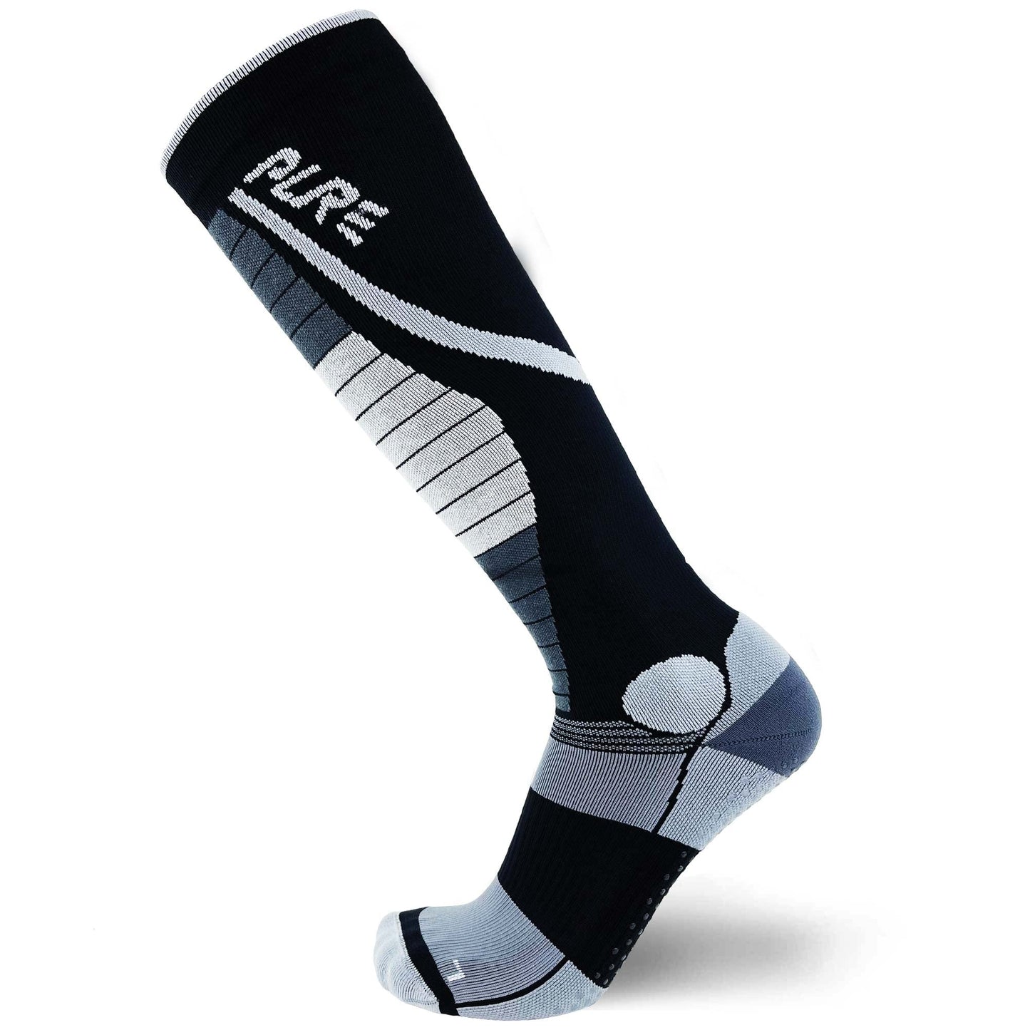 Pure Athlete Lifting Socks- Weightlifting Shin Guards, Deadlift Protector Compression Sock for Cross Training & Weightlift (Black/Grey, X-Large)