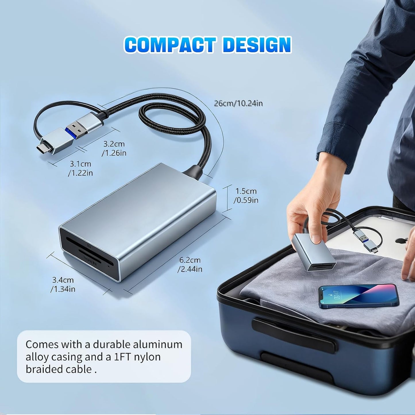 LBSC 2 1 4.0 SD/SDXC/SDHC/MMC/RS-MMC/Micro in USB-C SD Card Reader,High Speed Dual Port Memory Card Reader for SD/Micro