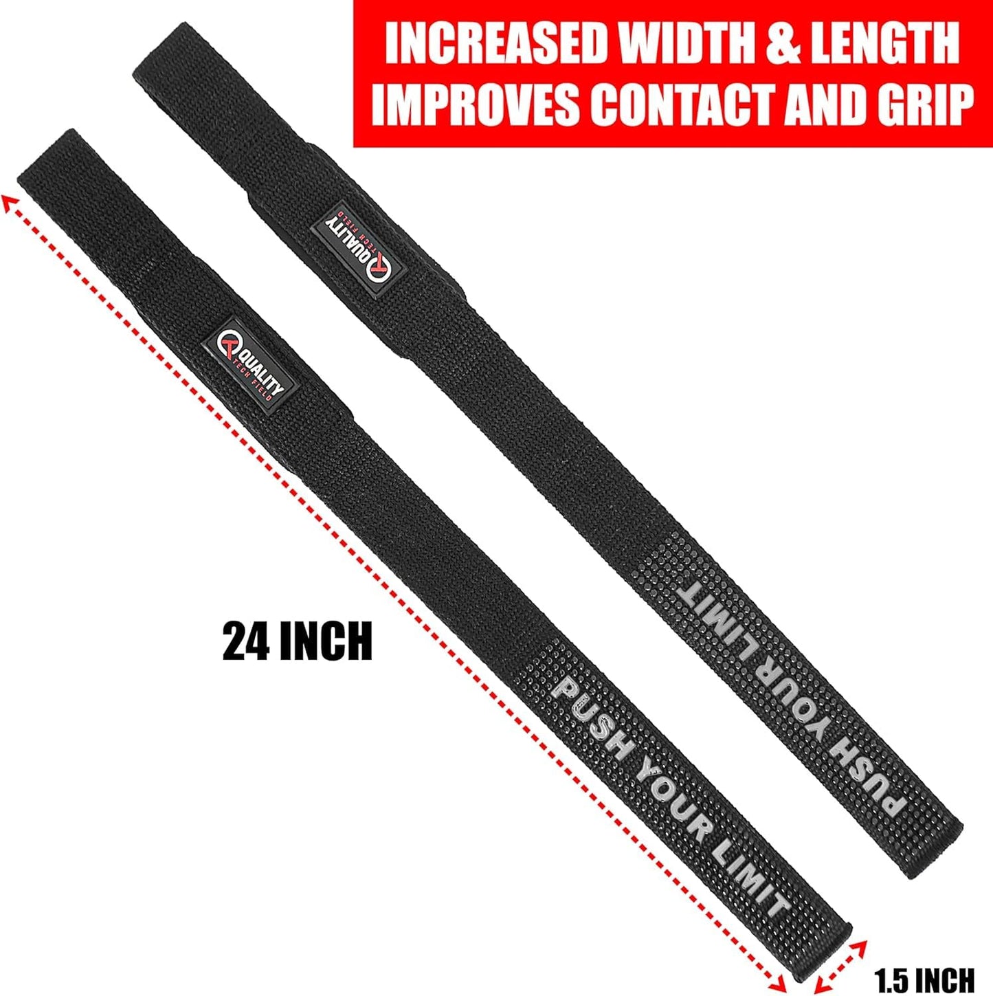 QTF Lifting Wrist Straps for Weightlifting, Gym Wrist Wraps Padded Wrist Support Wraps, Bodybuilding, Powerlifting, Deadlifting and Secure Grip (Black)
