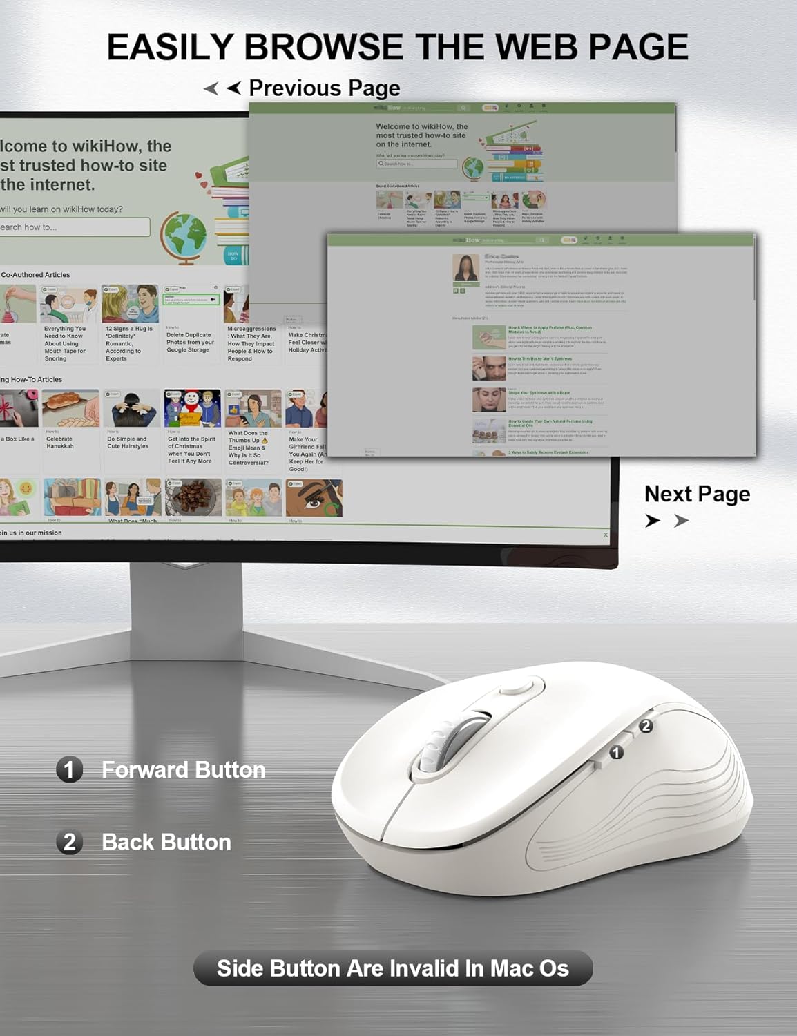 Trueque 2.4GHz 3 6 M01 Wireless Mouse for Laptop, Ergonomic Computer Mouse with Back & Forward Buttons, Adjustable DPI