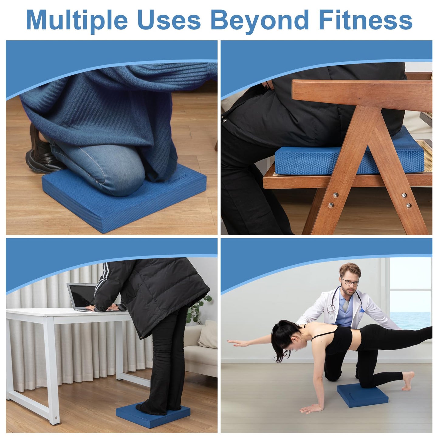 StrongTek Professional Foam Exercise Balance Pad - 15.8" x 13" x 2", High-Density TPE Foam Knee Pad, Non-Slip & Water-Resistant, for Balance Training, Physical Therapy, Yoga, and More (Blue)
