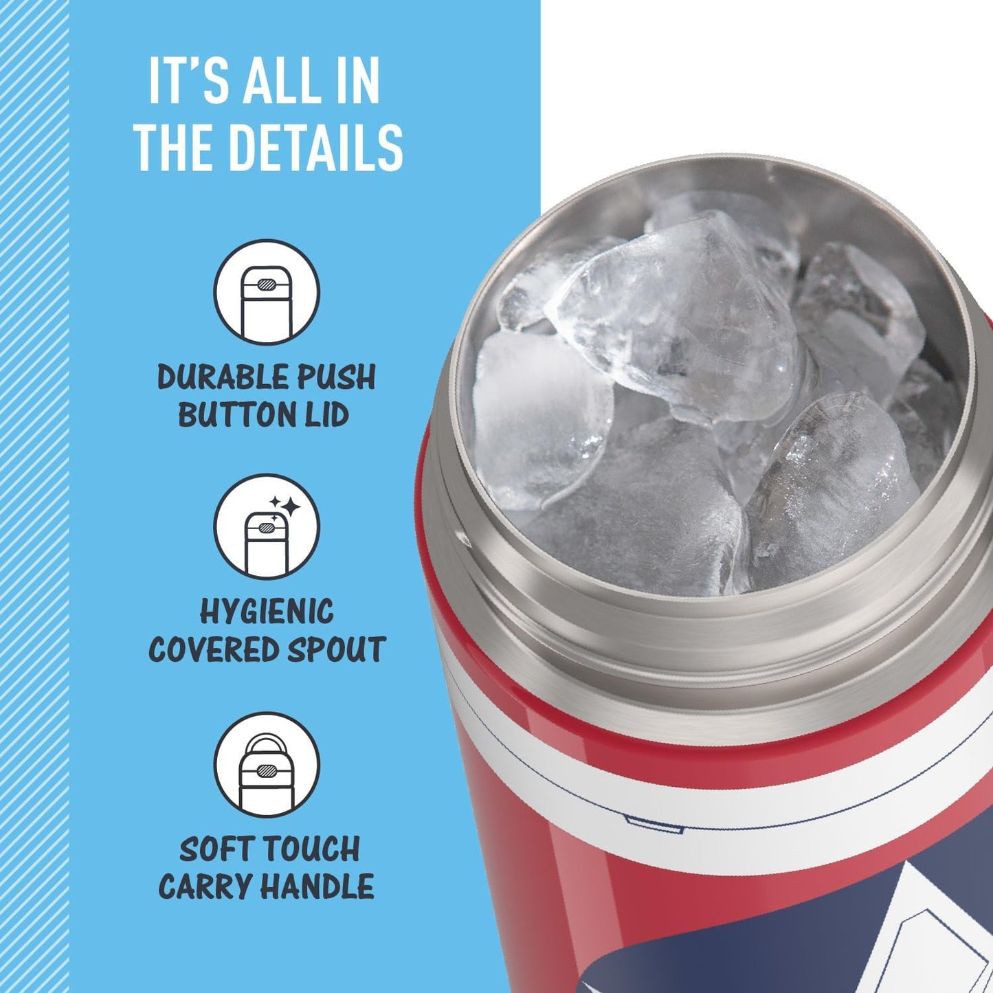 THERMOS FUNTAINER 16 Ounce Stainless Steel Vacuum Insulated Bottle - Captain America Design