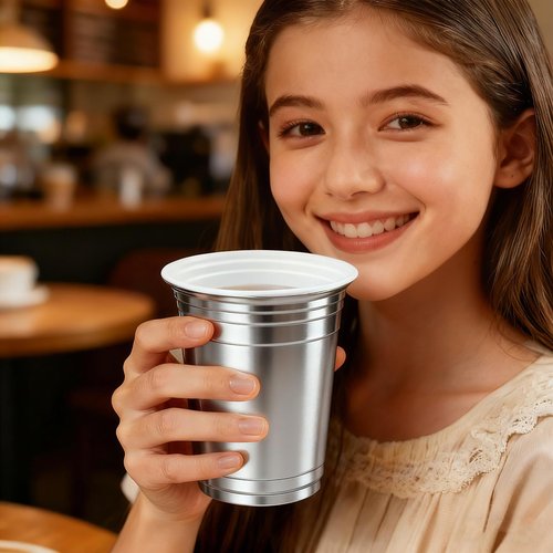16 oz - 100 Count Metallic Plastic Cups, Disposable Plastic Party Cups for Easy Cleanup and Large Gatherings, Gold Metallic Cups for Birthdays, Parties, Christmas, and Everyday Use (Silver)