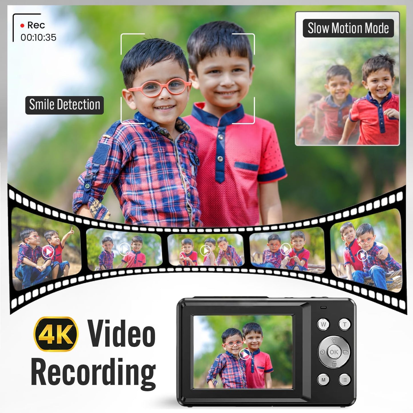 DILTEX 4K 48MP 18X 32GB Digital Camera for Teens with Autofocus and Dual Screen for Selfies Zoom, Built-In Fill Light