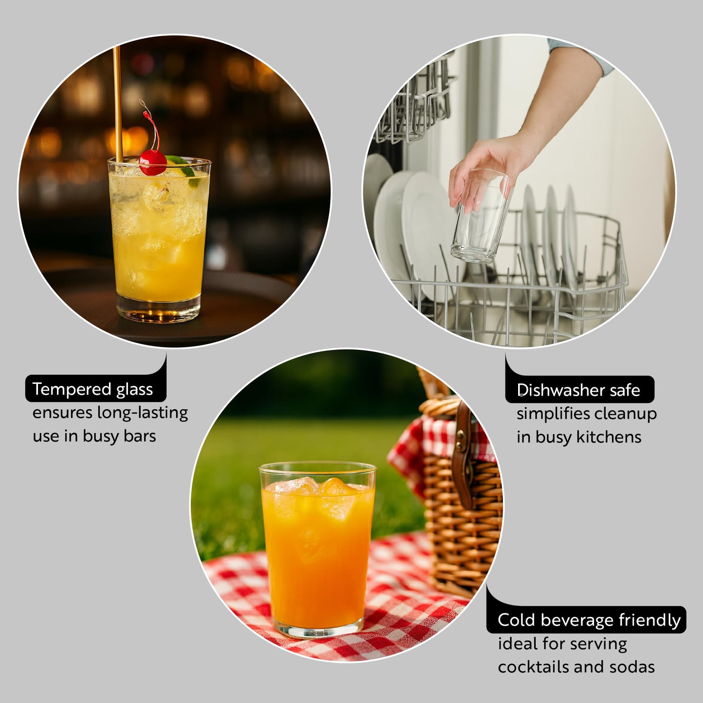 Restaurantware Sumi 17.3 Ounce Highball Glasses Set of 12 Lead-Free Tom Collins Glasses - Tempered Dishwasher-Safe Glassware Clear Glass Tall Bar Glasses Serve Juices Cocktails Or Beers