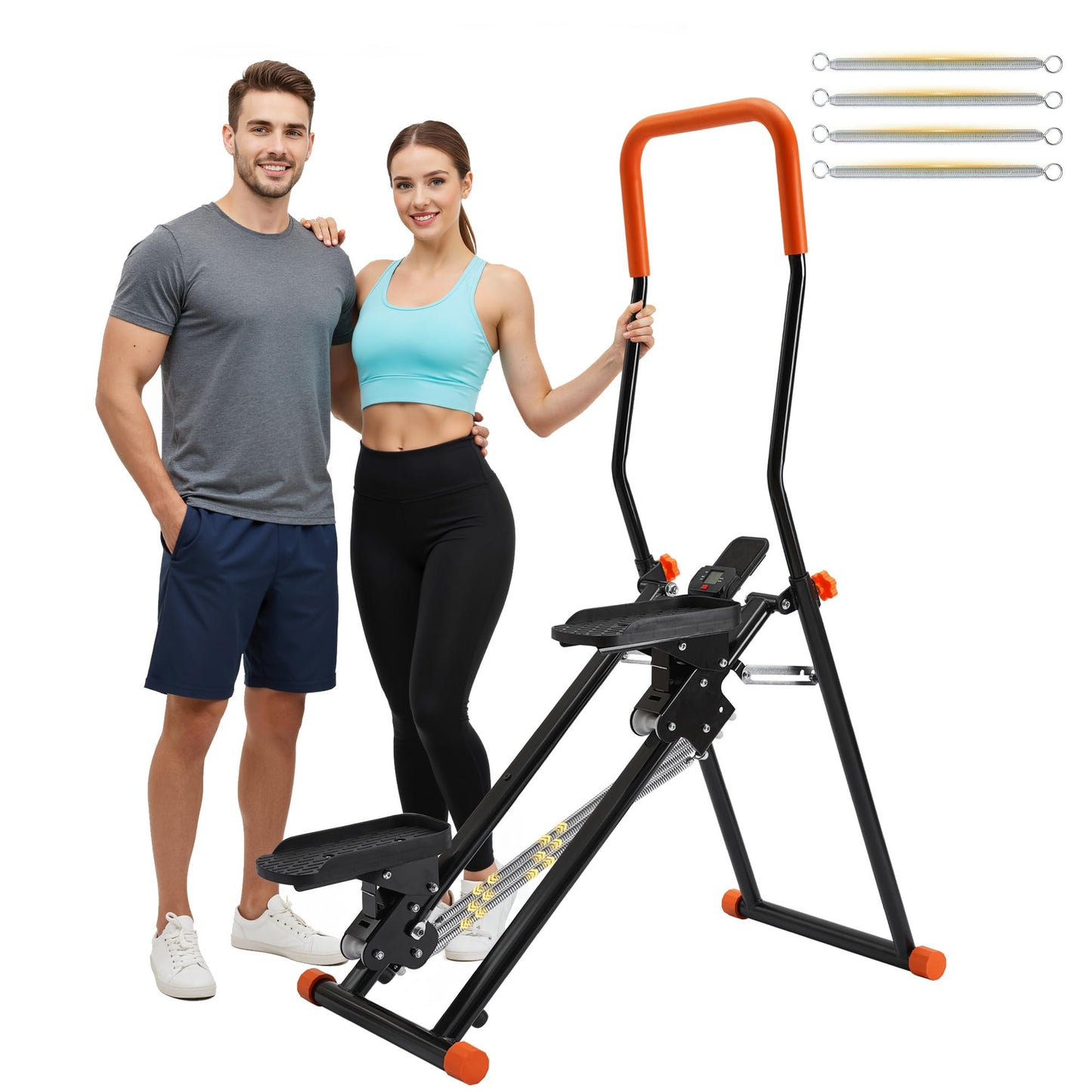 Stair Stepper for Home, Upgraded 3-Level Adjustable Resistance& Incline, Extra-Wide Non-Slip Pedals, LCD Counter with Phone Holder, 350 lbs Capacity Cardio Machine Foldable Design (Black)