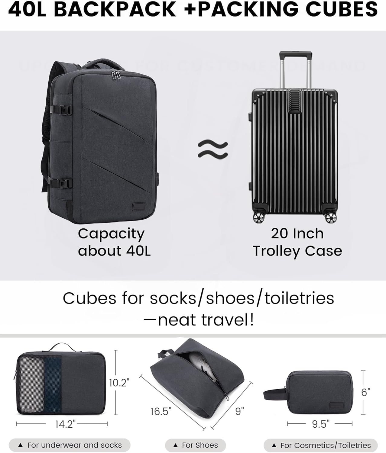 Backpack, 40L Backpack, Backpack 17 Inch Backpack LOVEVOOK Travel Extra Large Carry on with USB Port, Water Resistant
