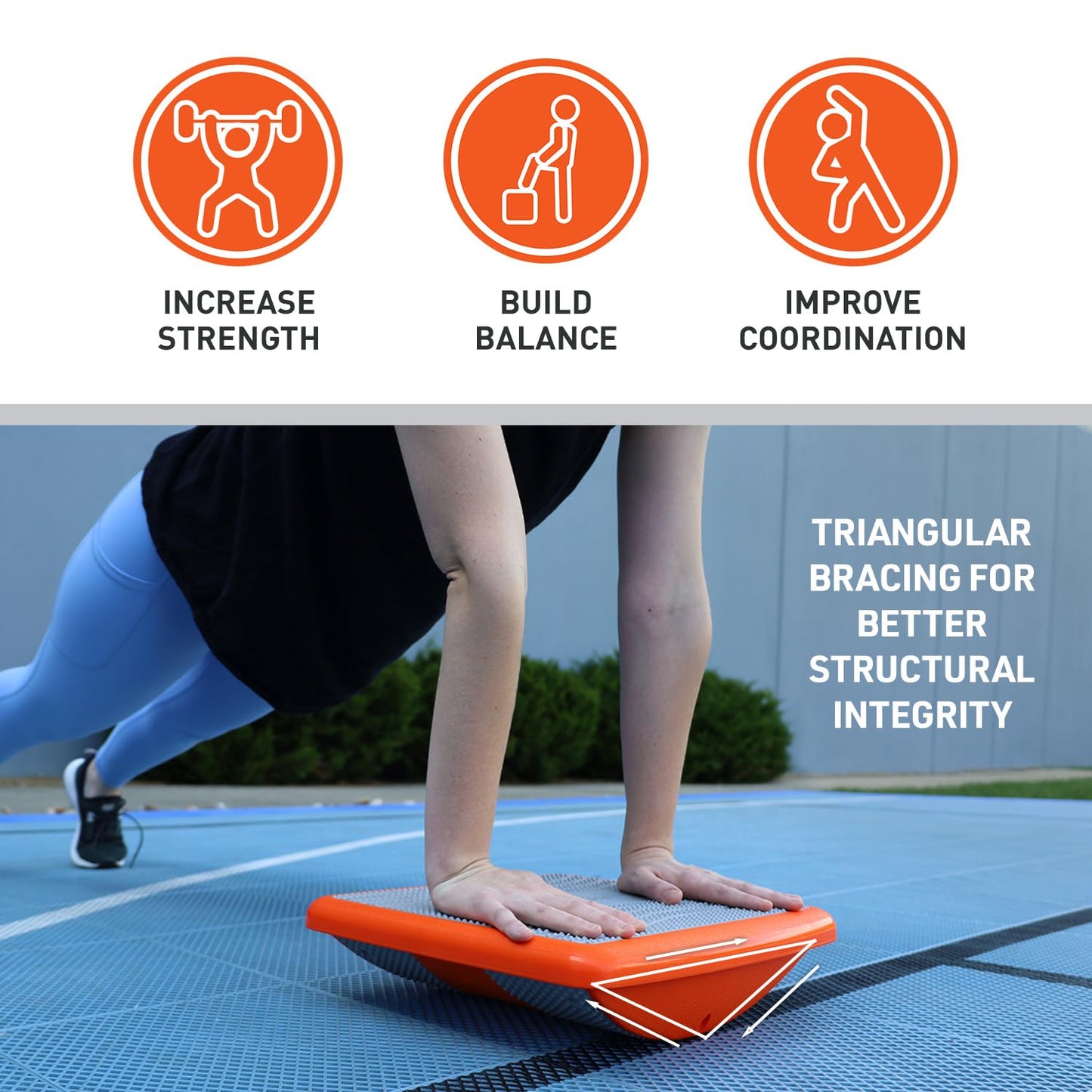 Body Sport Rocker Board for Balance Training, Ankle Rehab and Physical Therapy | Non-Skid Wobble Board for Standing Desk and Home Gym | 14 In. | 400 lb. Capacity