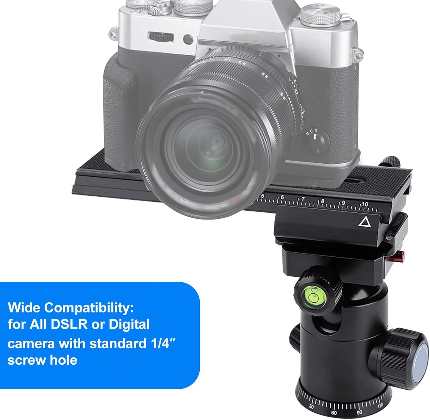 L-LINK 16cm/6.3in 2 1/4" Way Macro Focusing Rail Slider, Quick Screw Release Mount Camera Flash Support Plate, Focusing