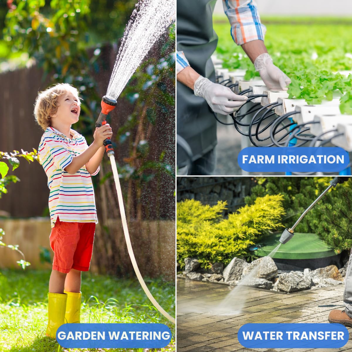 FOTING 1.6HP Shallow Well Pump with Pressure Tank, 1700GPH Automatic Irrigation Water Booster Jet Pump, Water Pumps Booster System 180FT for Home Garden Lawn Farm, Blue