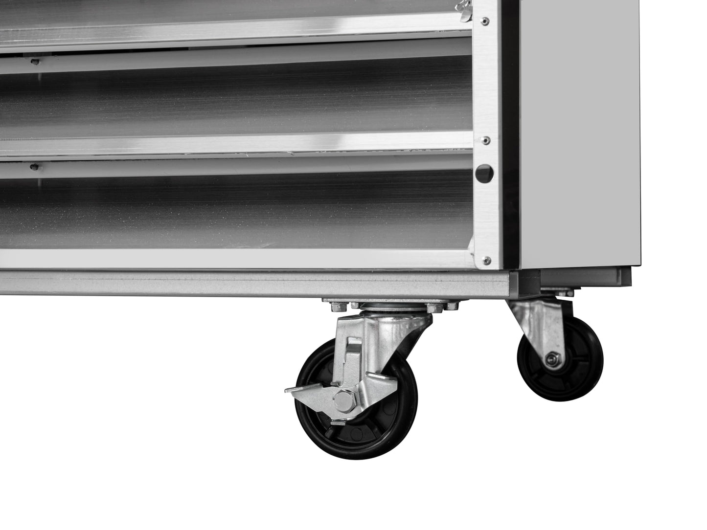 KoolMore Commercial Stainless-Steel Upright Freezer with Reach-In Self-Close Glass Doors, 6 Storage Shelves, Heavy-Duty Caster Wheels, Frost-Free Temperature Control - 47 Cu.Ft [Silver] (RIF-2D-GD)