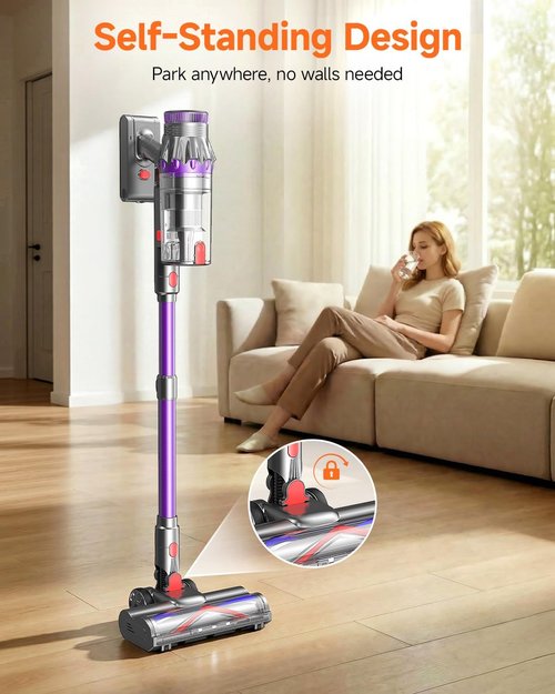 FEPPO Cordless Vacuum Cleaner - Powerful 70-Minute Runtime, Touch Screen, Self-Standing | Ideal for Hardwood Floors, Carpets & Pet Hair