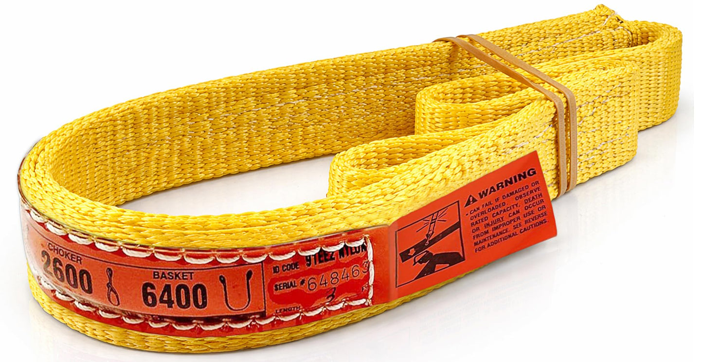 DD Sling 1 Inch x 3 Foot Nylon Lifting Strap – USA Made, 3,200 Pound Vertical, 2,600 Pound Choker, 6,400 Pound Basket – 2-Ply Heavy Duty 900 Webbing, Type 3 Flat Eye & Eye Rigging Sling