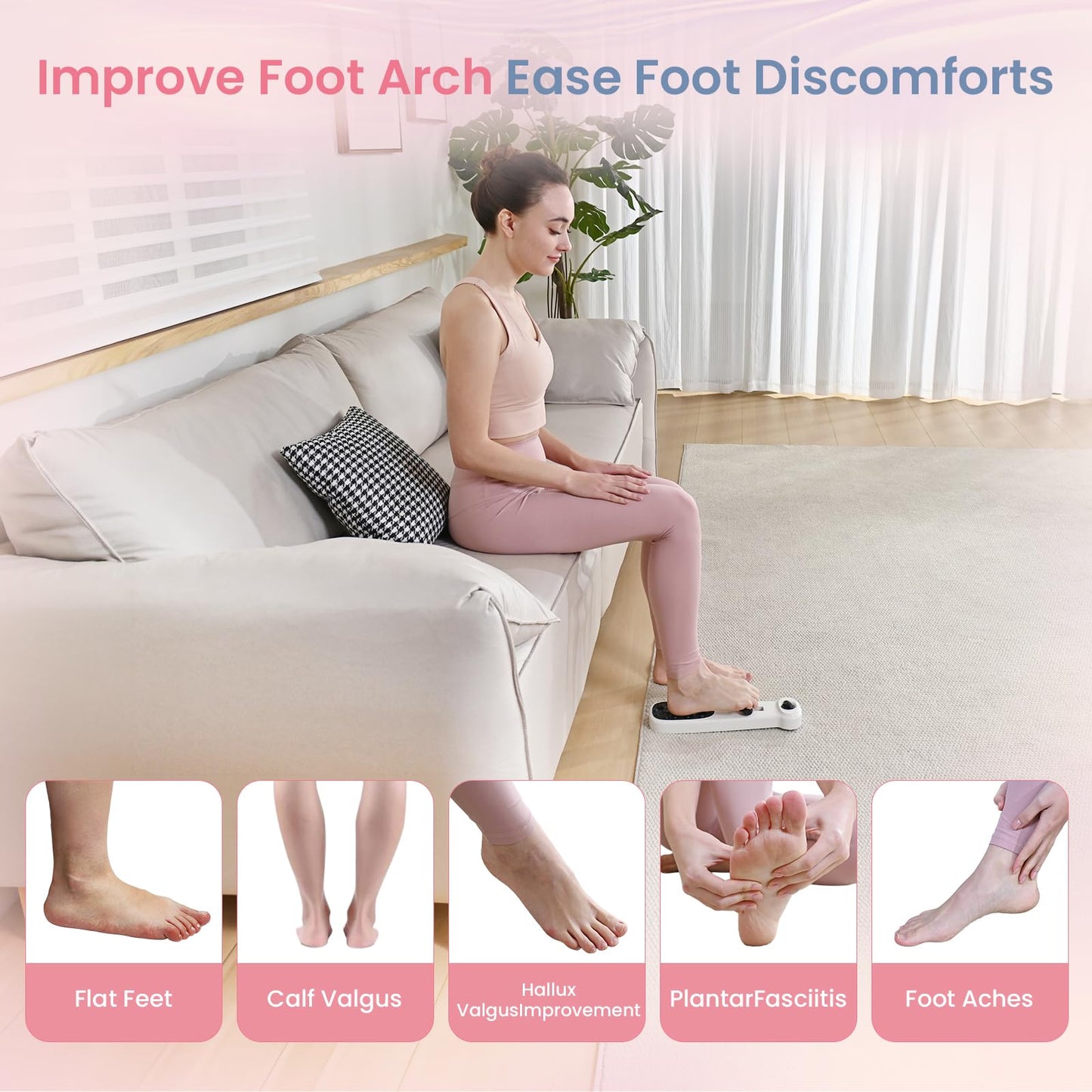 kisnbld Foot Arch Trainer,Plantar Fasciitis and Flat Feet with Adjustable Magnetic- Arch Support Strengthener with Massage, Portable for Home and Gym