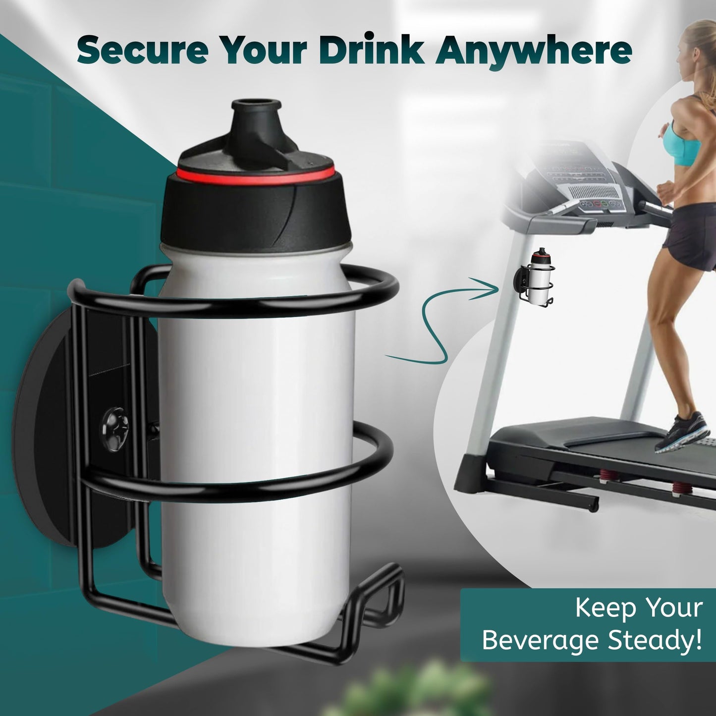Skywin Magnetic Cup Holder, Magnetic Water Bottle Holder for Truck & Treadmil Drink Holder for Car Yacht, Truck, RV - Installs on Walls and Railings, Perfect for Cans, Bottles & Cups