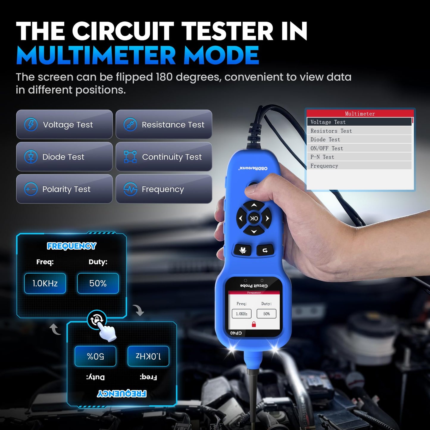 Automotive Circuit Probe Tester Kit All-in-One, 12 24V DC Car Circuit Tester Digital Multimeter Oscilloscope Fuel Injector Battery Tester, Auto Short Circuit Finder Resistance Relay Diode Fuse Tester