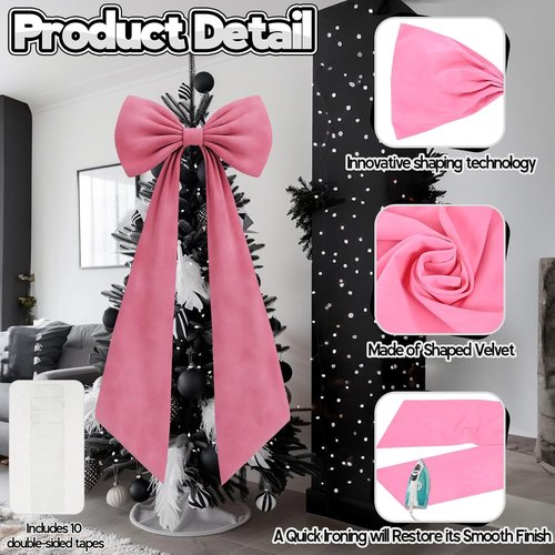 **Big Pink Bow Decor - 50x20 Inch Velvet Coquette Birthday & Bridal Shower Wall Decoration**
