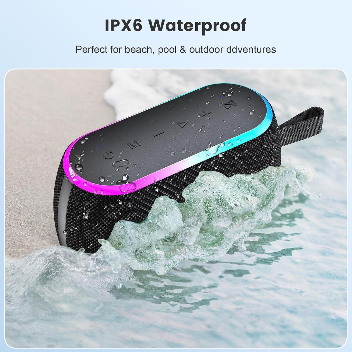 ZICOROOP 40W 5.3, IPX6 12H Bluetooth Speaker, Portable Wireless with Stereo Bass, Bluetooth Waterproof Shower Speakers