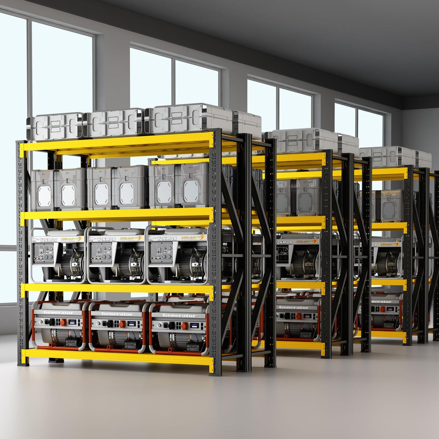 Qxdyt 3000LBS Heavy Duty Storage Shelves,78''H Metal Garage Shelving, 4-Tier Adjustable Garage Organization Shelving Units, Industrial Shelving for Warehouse,Workshop- Black & Yellow