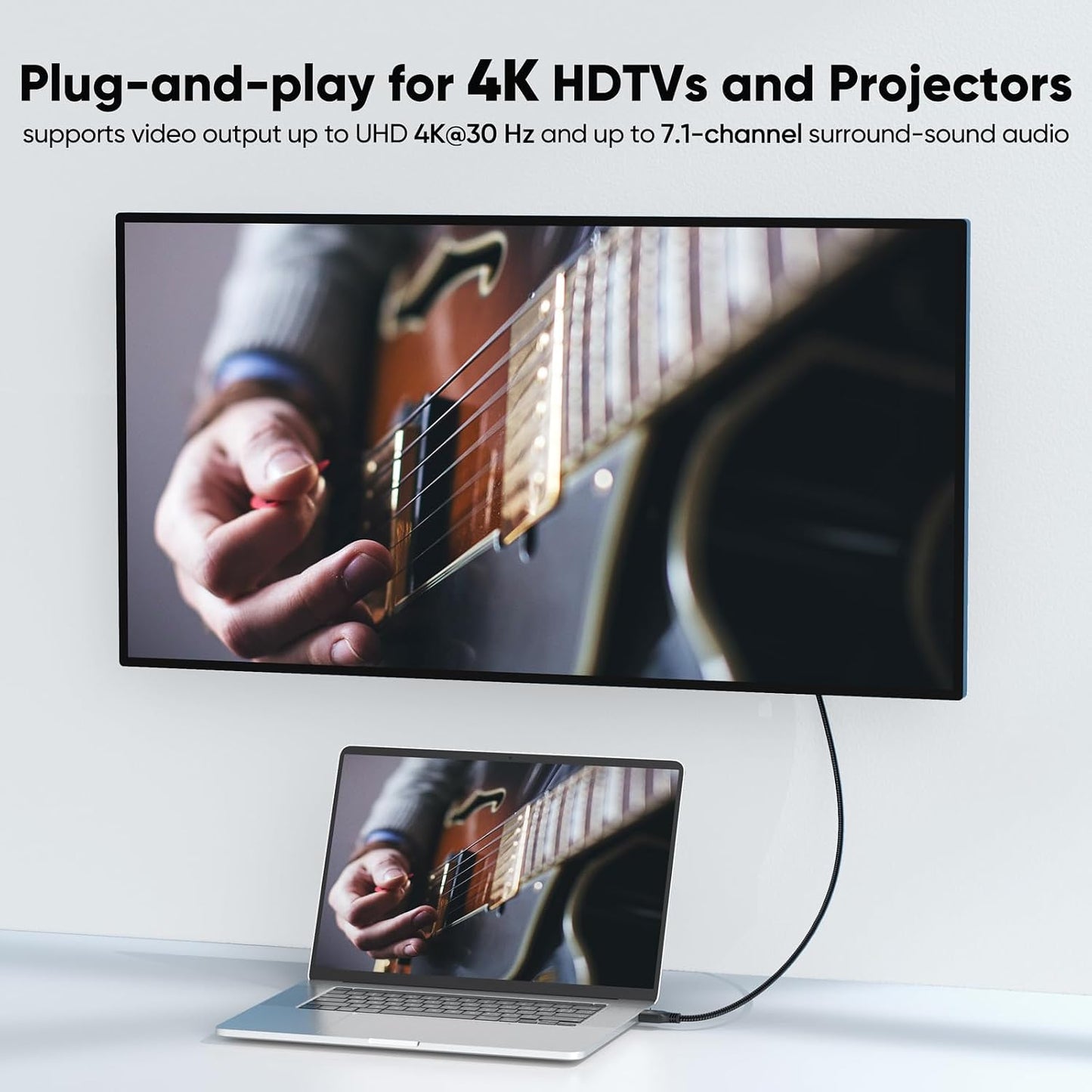 10Ft, (4K@30Hz 1080P@120Hz HDMI1.4 10 Display Port to HDMI Cable One-Direction) DisplayPort DP to Cord Long Feet