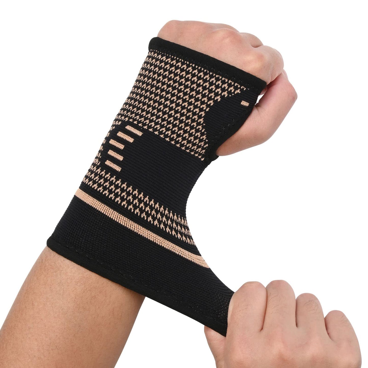 TCOOGO Copper Wrist Compression Sleeves, Comfortable and Breathable for Arthritis, Tendonitis, Sprains, Workout, Carpal Tunnel, Wrist Support for Women and Men (Pair)