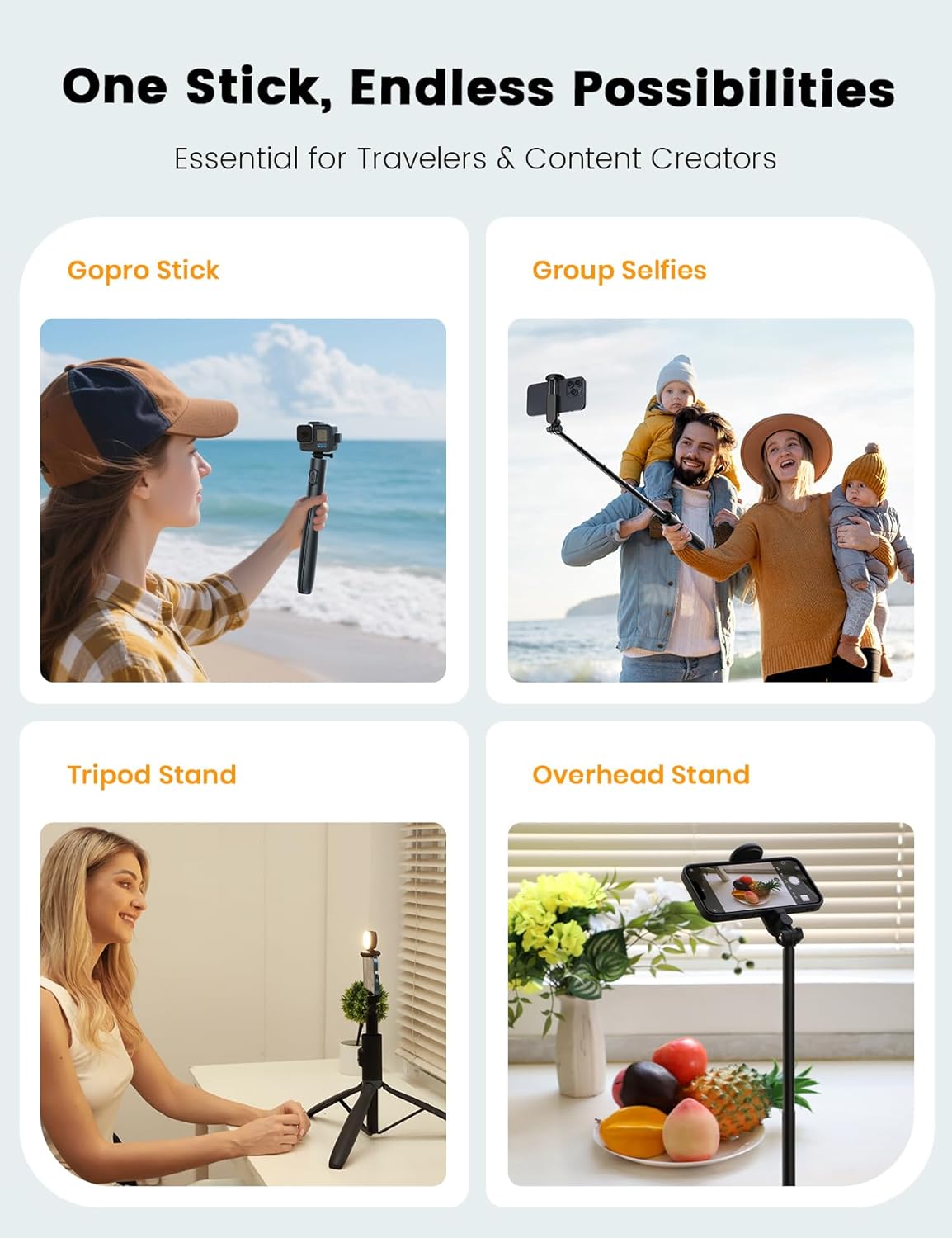 ANXRE 67.7" NT99 Selfie Stick Tripod with Light, Extendable Tripod Stand with Remote for Camera Phone Filming Vlogging