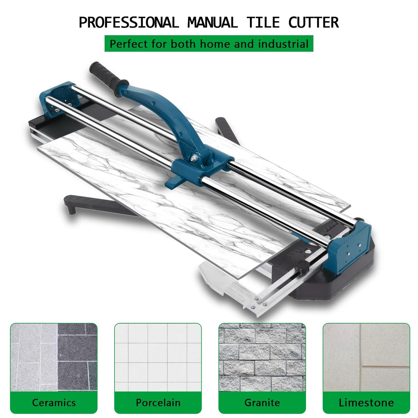 48-Inch Manual Tile Cutter, Laser Guided Precision, Tungsten Carbide Cutting Wheel, Ideal for Porcelain and Ceramic Tiles, Durable All-Steel Construction, Tile Cutting Machine