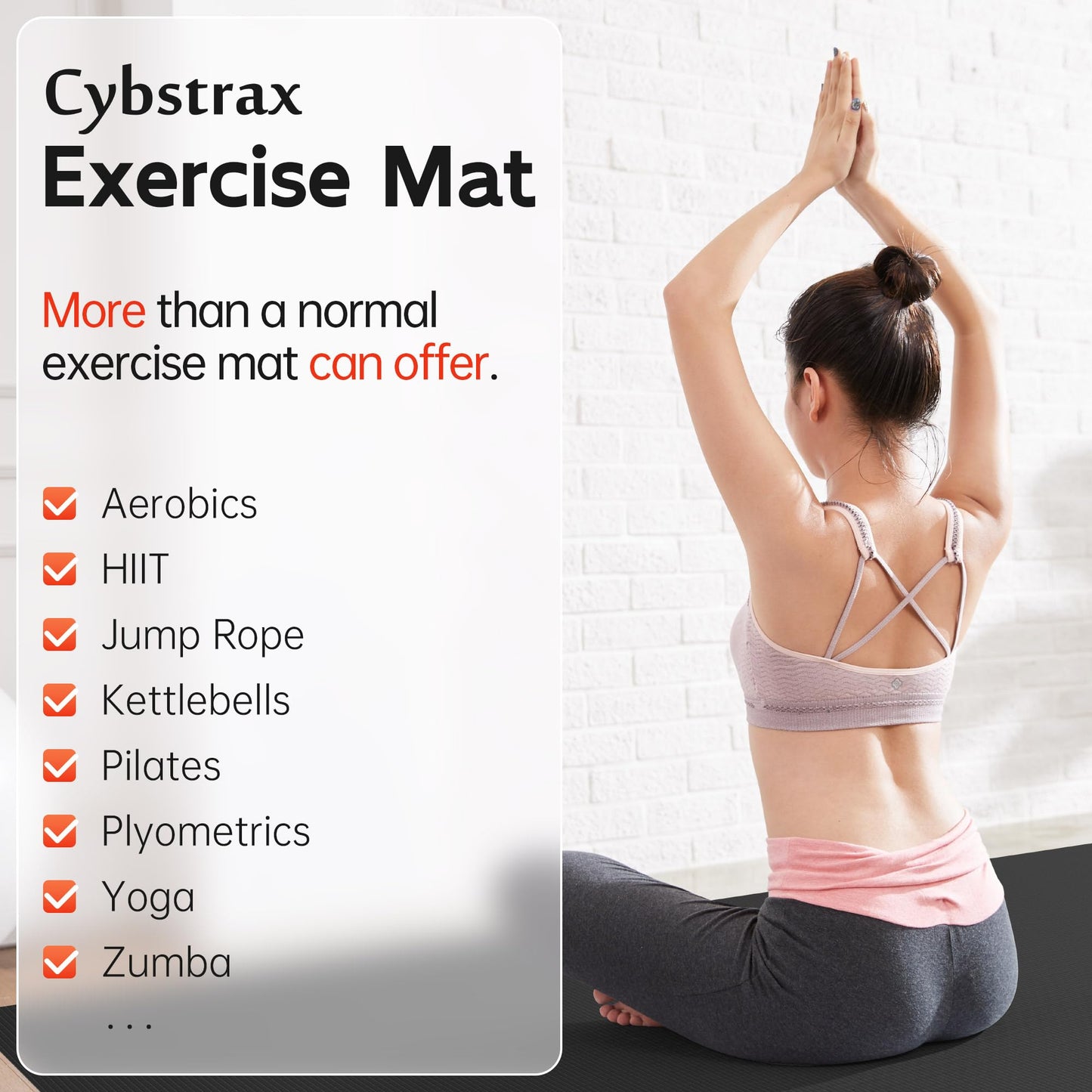 Cybstrax Extra Large Exercise Mat, 10’ x 6'/ 8’ x 6’/ 7’ x 5’/ 6’ x 4’- 7MM Thick Workout Mat for Home Gym, High-Density Gym Mat for Home Gym Floor, Non Slip Large Yoga Mat