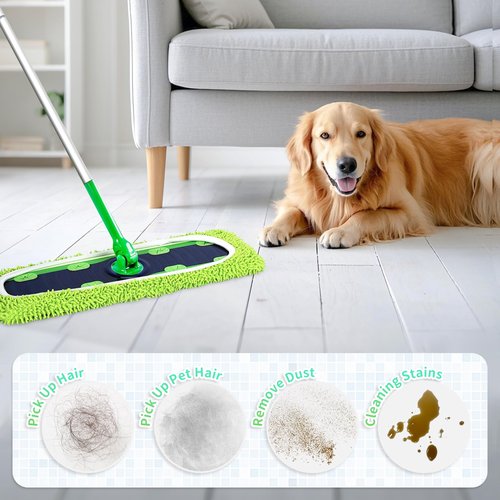 Nicemiya 4 Pack Reusable X-Large Mop Pads Compatible with Swiffer Sweeper XL, Microfiber Chenille Washable Swiffer XL Mop Pads, Dry & Wet Sweeping Mopping Cloths XL