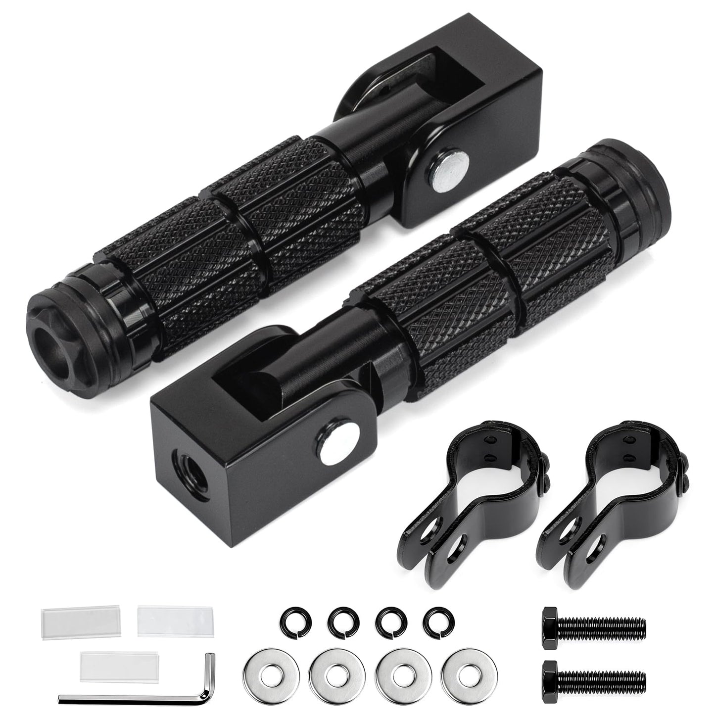 BEAROLNE M8 Motorcycle Foot Pegs CNC Upgraded Foldable Footpegs Anti-Skid Footrest for Yamaha Honda Suzuki Aprilia Electric Car Dirt Pit Bike Motorbike Mini Bike Passenger Pedals (Black)