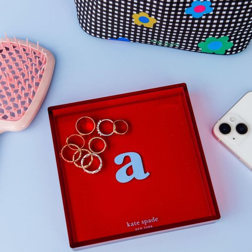 kate spade new york Initial Decorative Initial Tray, Personalized Acrylic Vanity Letter Tray, Just Mine (M)