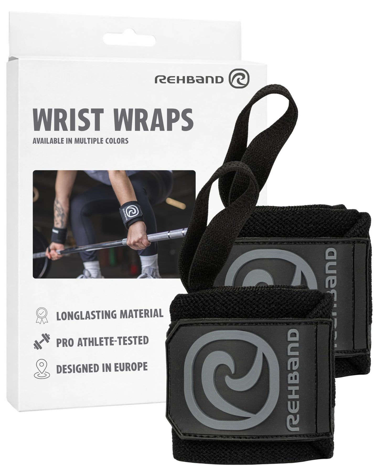 Rehband Wrist Wrap 1 Pair, Wrist Wraps Weightlifting, Training 18 inch, Wrist Wrap, Comfortable & Stabilizing Wrist Supports For Gym