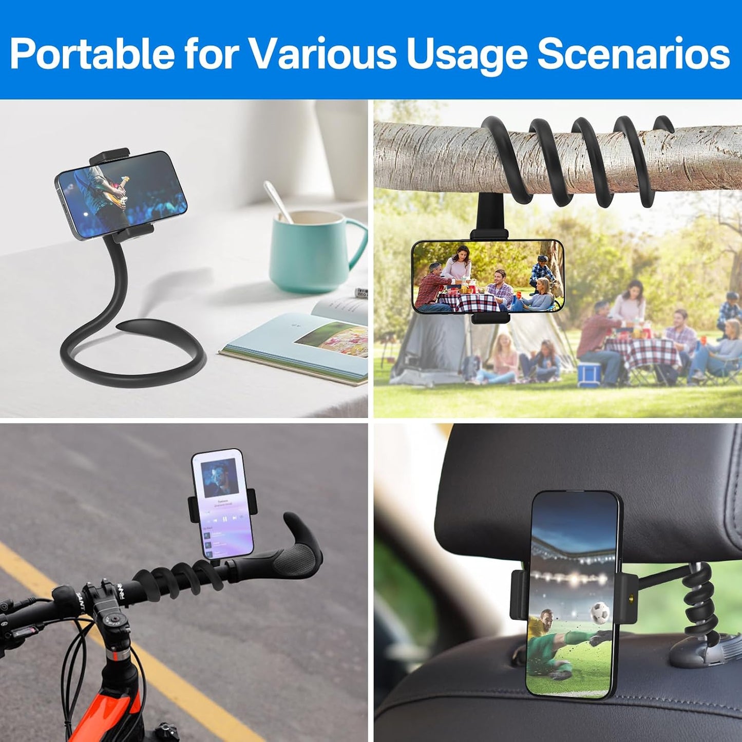 Chunxiao 3.5" 7.5" Portable Stroller Phone Holder Mount for Baby and Parent to One Hand Operation - Flexible Phone