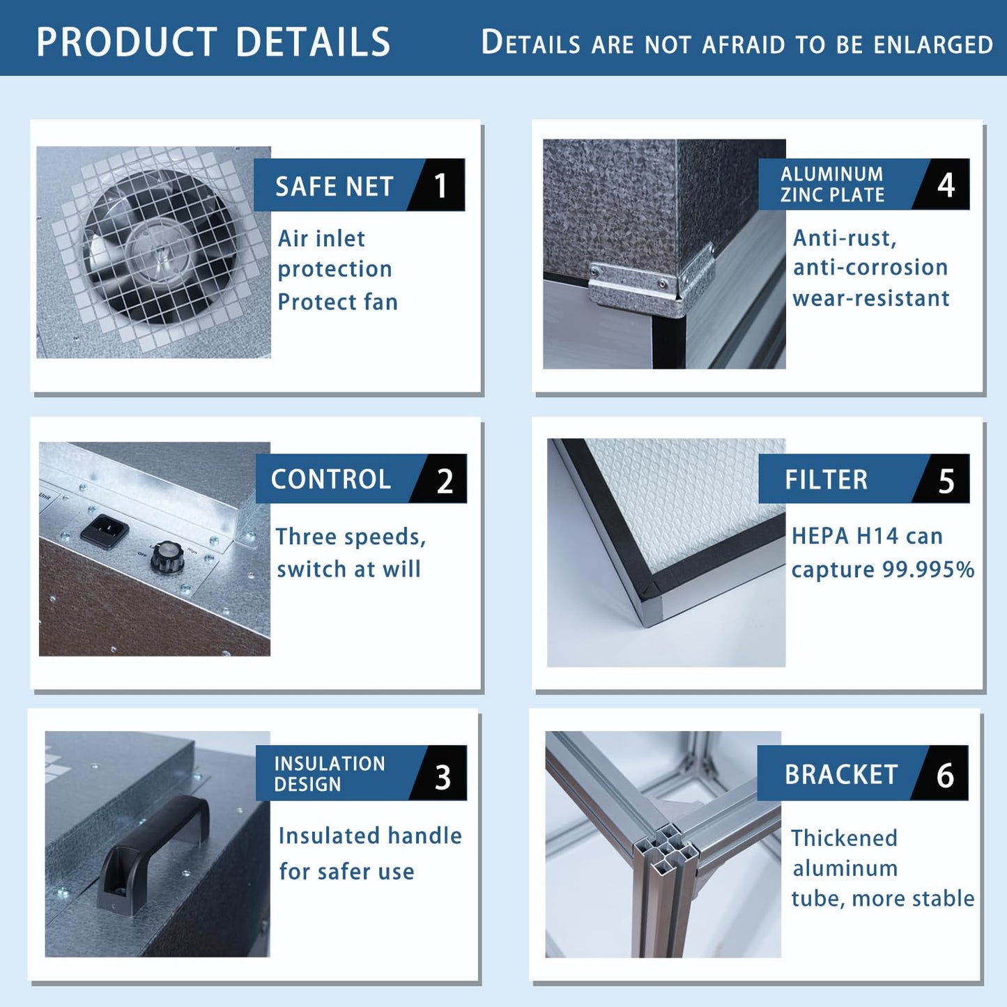 FFU HEPA H14-Filter Laminar Flow Hood Updated FanFilter Unit（Include HEPA Filter）100/ISO Class 5 Cleanroom/Laboratory/Cleanroom/Mushroom Room, Laminar Air Flow Hood(22.6"x22.6"110V)
