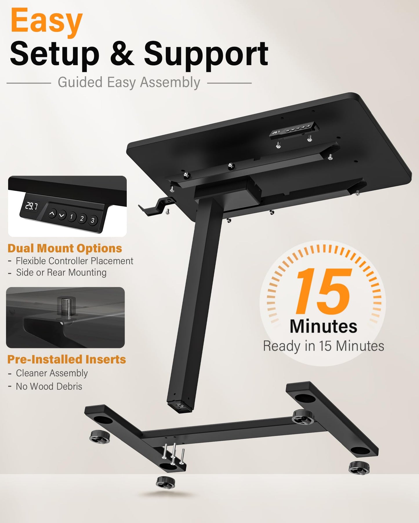 FiCiHi Electric Standing Desk with Wheels – Adjustable Height Mobile Sit-Stand Laptop Table, Portable Rolling Small Computer Workstation for Home Office & Bedside Use (28"x16", Black)