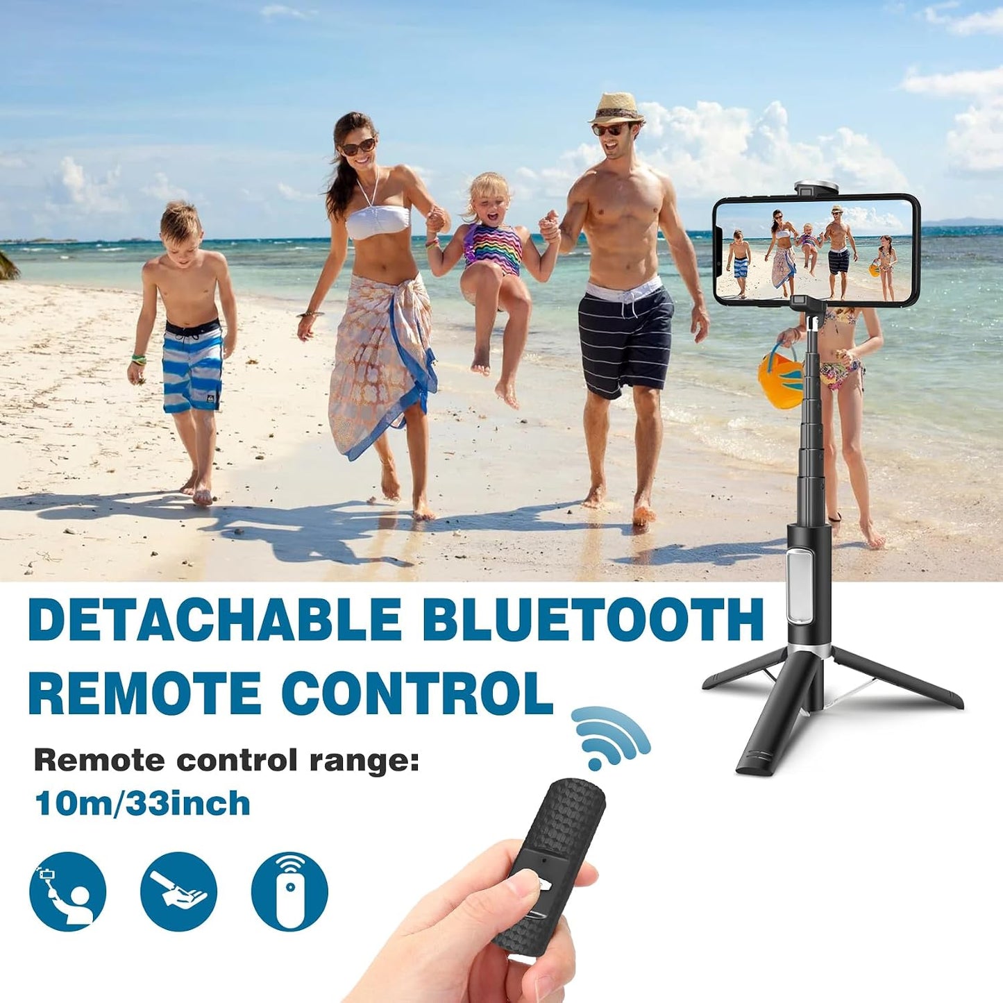 Davidlinlin 3 1 4 7 inch in Phone Tirpod, Selfie Stick and Phone Holder, iPhone Tripod with Remote Control, Lightweight