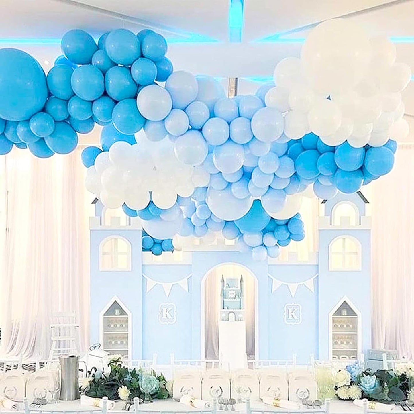 PartyWoo Light Blue Balloons - 36 Inch Pastel Latex Helium Balloons for Baby Showers & Celebrations