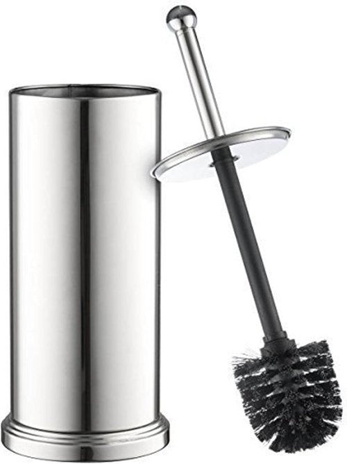 Home-it Toilet Bowl Brush Set - Chrome Tall Cleaner with Lid for a Spotless Bathroom Scrubbing