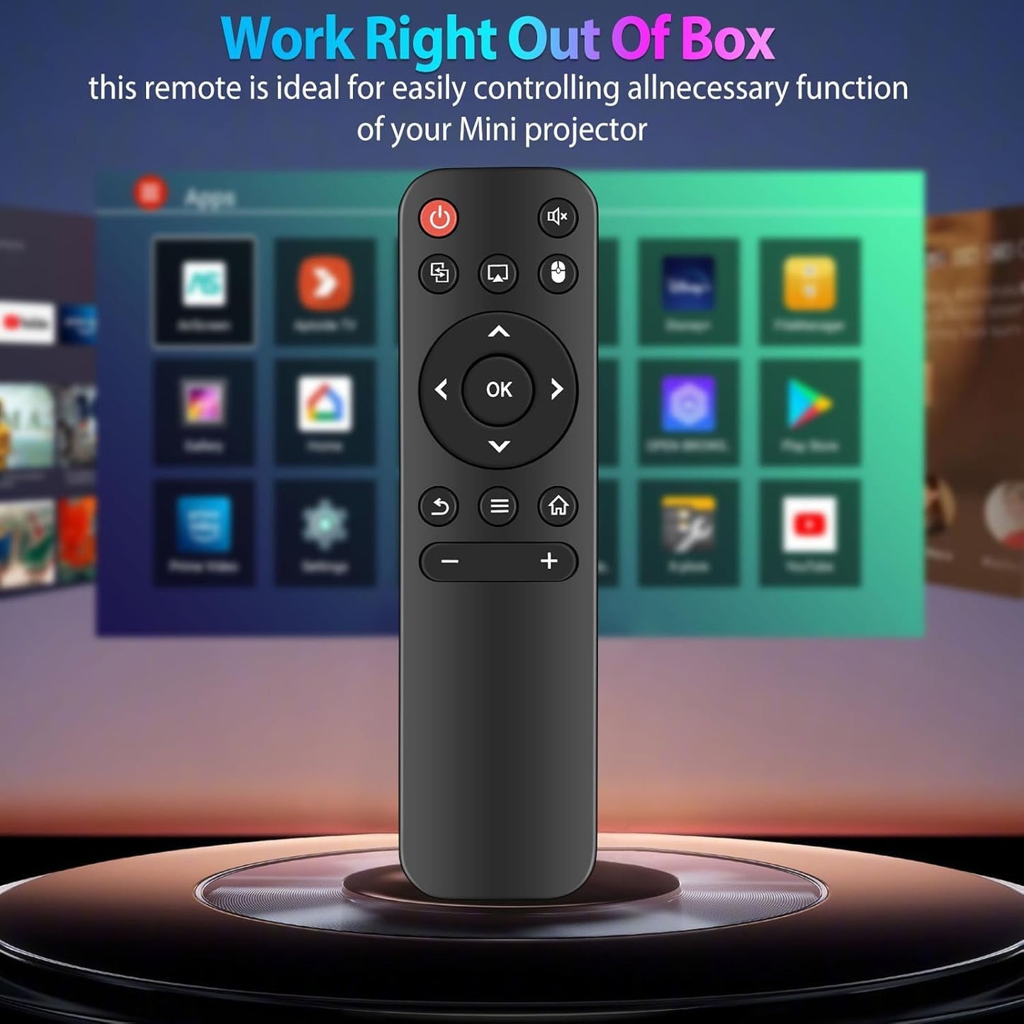 AOERUOW P2 Replacement Remote Control Compatible with FEARWIKY Portable Mini Movie Projector