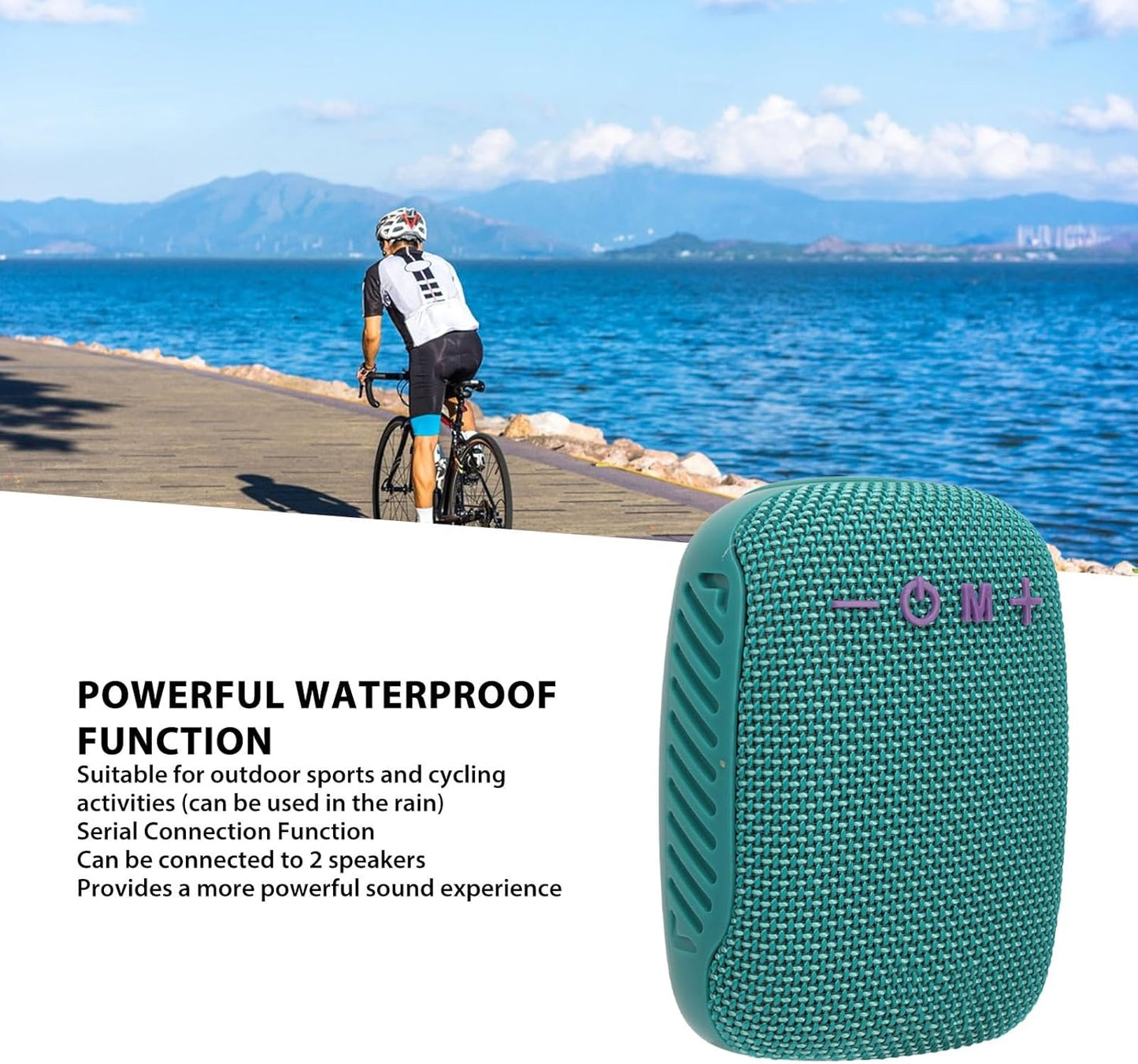 Sanpyl Blue Bluetooth Speaker for Biking - Outdoor Speaker with Serial Connection for Enhanced Sound