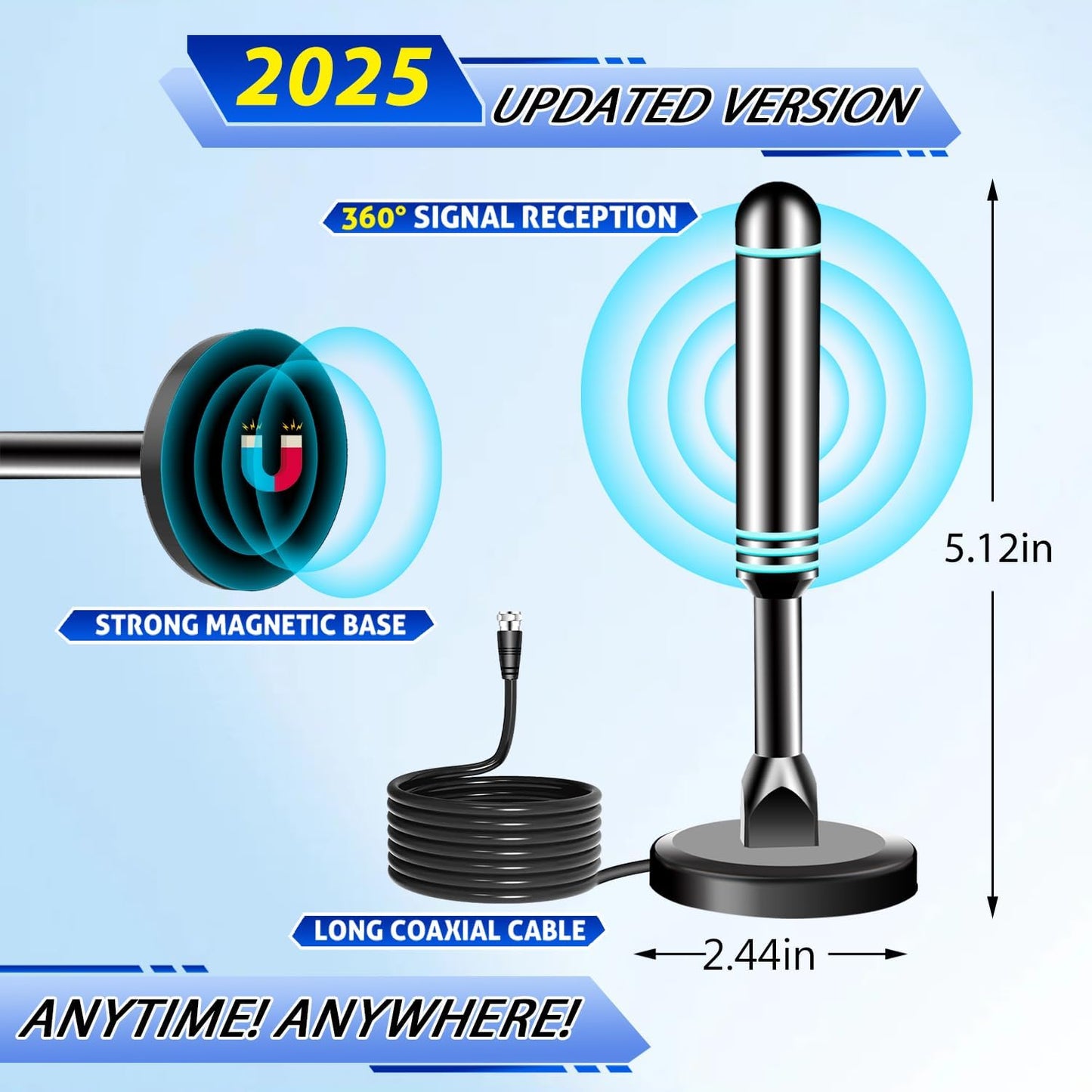 Generic 2026 4K 1080p TV Antenna Indoor, Digital TV Antenna for Local Channels, HDTV Antenna for TV Without Cable