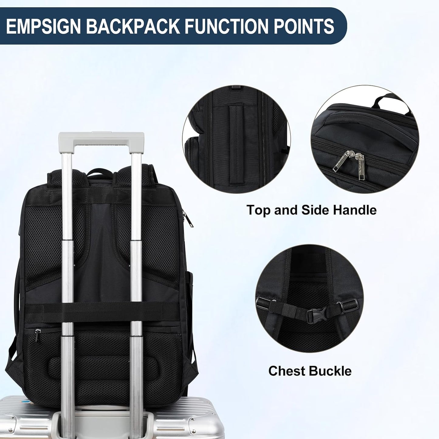Backpack Backpack 17 inch Backpack Daypack EMPSIGN Travel for Women, Large Carry On Airline Approved Personal Item, TSA